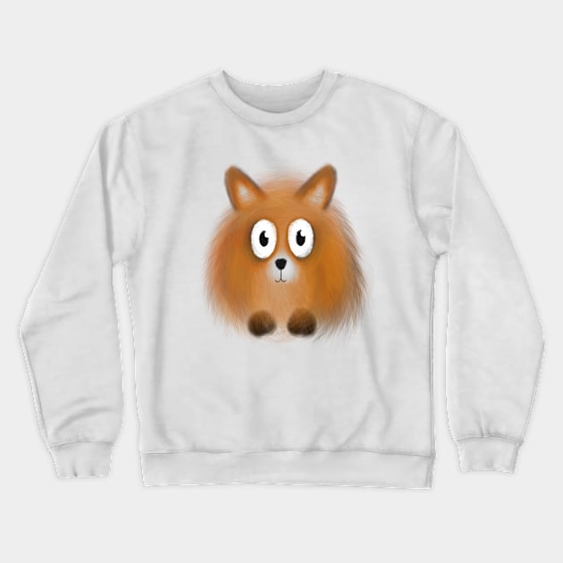 Ginger pomeranian puppy dog Fox illustration cartoon Crewneck Sweatshirt by Squeeb Creative